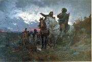 Otto Bache De sammensvorne rider fra Finderup efter mordet pa Erik Klipping Skt. Cacilienat 1286 oil painting artist